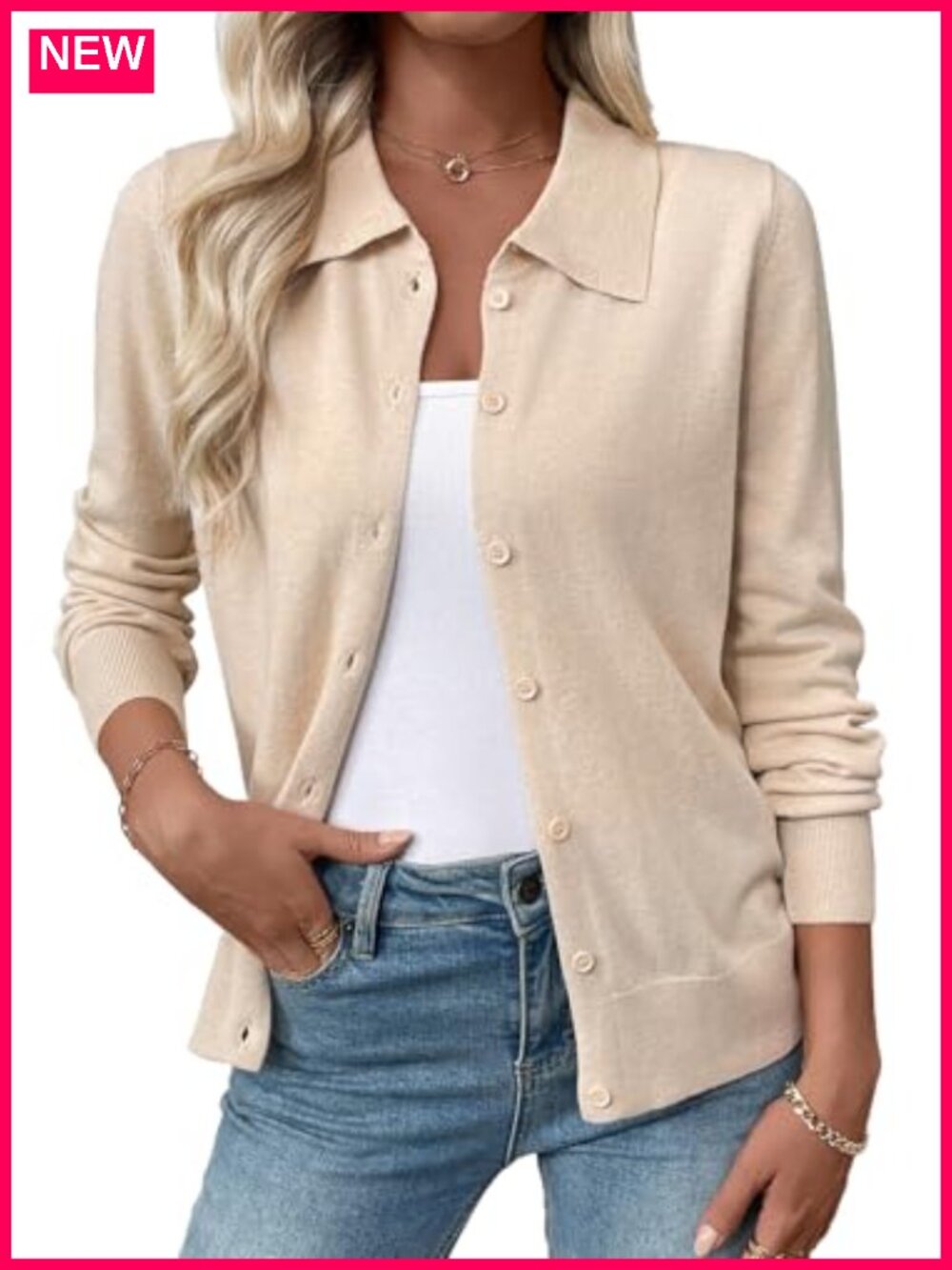 Wool Blend Button Down Cardigan Lightweight Fall Layering Women's Sweater